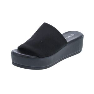 Nature Breeze Women's Stretchy Slip On Peep Toe Backless Platform Sandals
